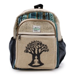 Mochila Pequeña de Cáñamo - Diseño Árbol de Bohdi - 30x22x7cm