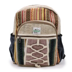 Mochila pequeña de cáñamo - Estilo cuerda y bolsillos - 30x22x7cm