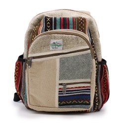 Rucsac Mic din Canepa - Stil Zigzag cu Fermoare...
