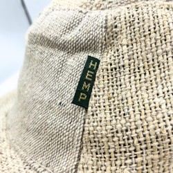 Sombrero de Festival Boho de Cáñamo y Algodón con Parches y Alambres - Natural - HEMP