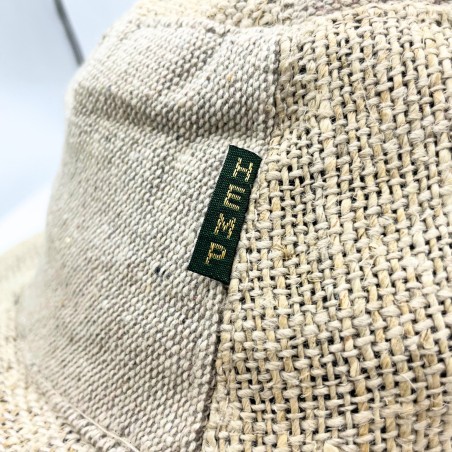Sombrero de Festival Boho de Cáñamo y Algodón con Parches y Alambres - Natural - HEMP