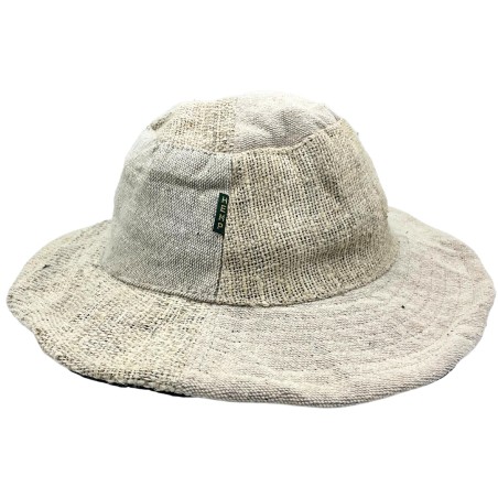Chapéu Boho Festival de cânhamo e algodão com remendos e arames - Natural - HEMP