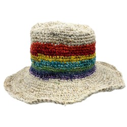 Hand Knitted Boho Hemp and Cotton Festival Hat...