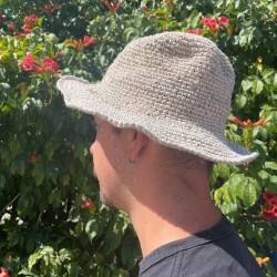 Sombrero de Festival Boho de Cáñamo y Algodón Tejido a Mano - Natural