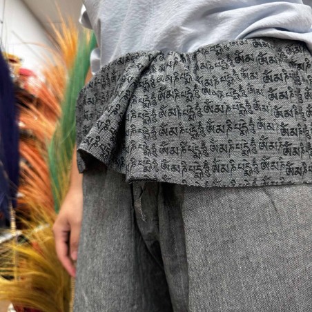 Pantalon Yoga y Festivales - Pescador Tailandés Mandala Mantra - Gris Unisex Talla única Hippie 100% Algodón Hombre/mujer