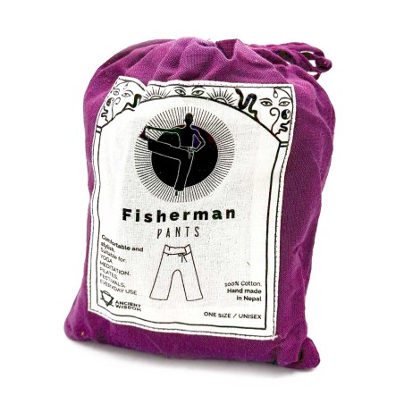 Pantalon Yoga y Festivales - Pescador Tailandés Mándala Mantra - Morado Unisex Talla única Hippie 100% Algodón Hombre/mujer