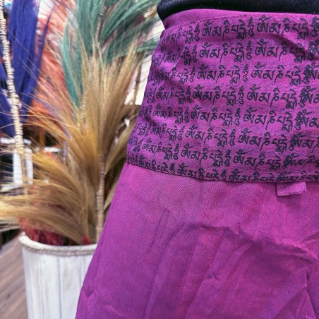 Pantalon Yoga y Festivales - Pescador Tailandés Mándala Mantra - Morado Unisex Talla única Hippie 100% Algodón Hombre/mujer