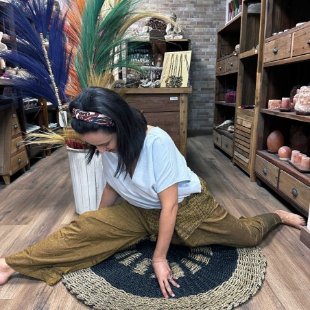 Pantalón Yoga y Festivales - Pescador Tailandés Mandala Mantra - Naranja Unisex Talla única Hippie 100% Algodón Hombre/mujer