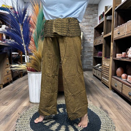 Pantalón Yoga y Festivales - Pescador Tailandés Mandala Mantra - Naranja Unisex Talla única Hippie 100% Algodón Hombre/mujer