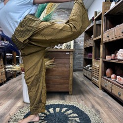 Pantalón Yoga y Festivales - Pescador Tailandés Mandala Mantra - Naranja Unisex Talla única Hippie 100% Algodón Hombre/mujer