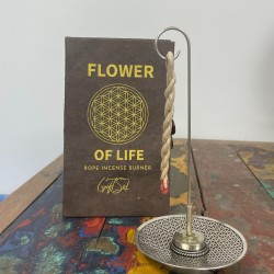 Set de Incienso de Cuerda y Soporte Plateado - Flor de la Vida