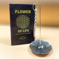 Set de Incienso de Cuerda y Soporte Plateado - Flor de la Vida