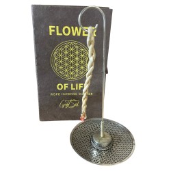 Ensemble Encens et Support Corde Argent - Fleur...