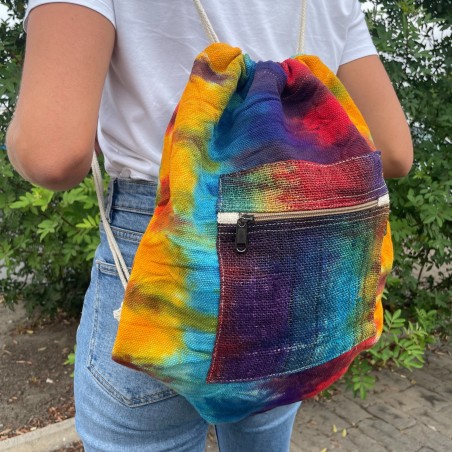 Bolsa Mochila de Cuerdas de Cáñamo Tiedye