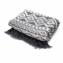 Manta Boho Comfort - 140x200cm - Gris Geométrico - 100% Algodón - Hecho en India
