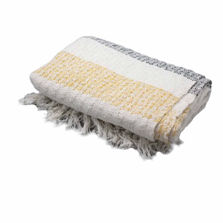Couverture Confort Boho - 140x200cm - Mattala moelleux - 100% Coton - Fabriqué en Inde