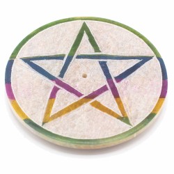 Porte-encens en forme de disque en stéatite 8cm...