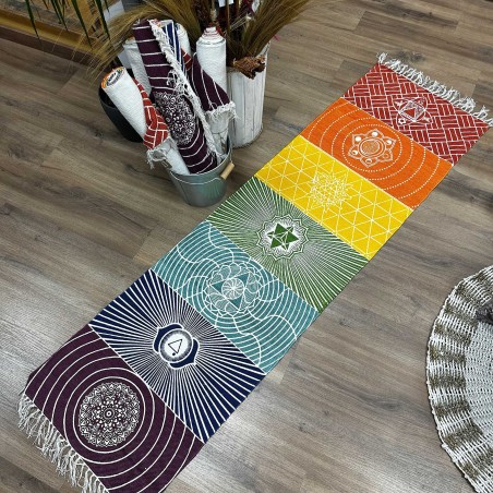 Alfombra de Yoga 100% Algodón - 60x200cm - 7 Chakras - Hecho en India
