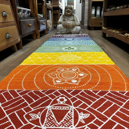 Alfombra de Yoga 100% Algodón - 60x200cm - 7 Chakras - Hecho en India