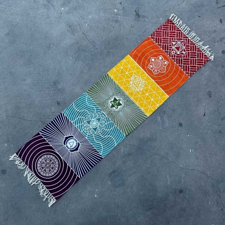 Alfombra de Yoga 100% Algodón - 60x200cm - 7 Chakras - Hecho en India