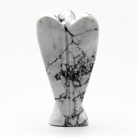 Angel de Piedra Preciosas Tallado a mano - Howlita Blanca - 8cm
