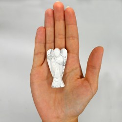 Angel de Piedra Preciosas Tallado a mano - Howlita Blanca - 8cm