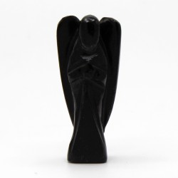 Handgesneden edelsteen engel - zwarte agaat - 8 cm