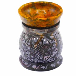 Speckstein-Ölbrenner 10 cm - Mandala-Blume -...