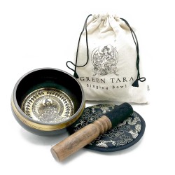 Handmade and engraved Tibetan bowl gift set -...
