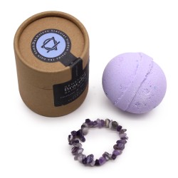 Badebombe mit Edelsteinarmband - Lavendel &...