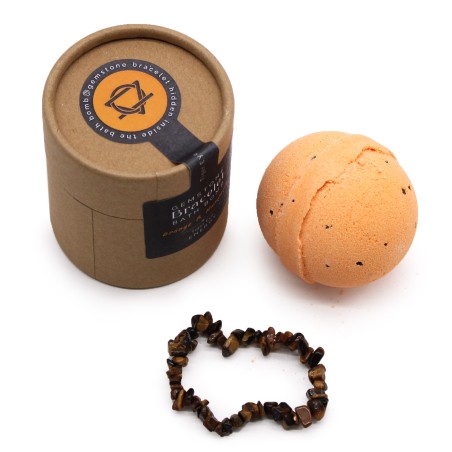 Bomba de Baño con Pulsera de Gemas - Naranja & Mandarina - Ojo de Tigre