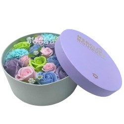 Round Box - Baby Blessings - Blue - Soap Flower...
