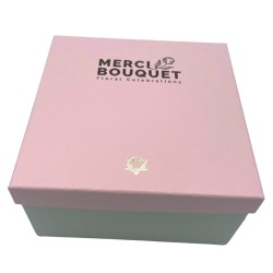 Boîte carrée - Bénédictions de bébé - Roses - Bouquet de fleurs de savon - 15x8x15cm