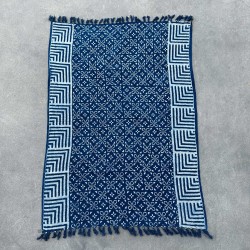 Manta Indigo Hecha a Mano - 170x120cm - Kasba Tiles - 100% Algodón