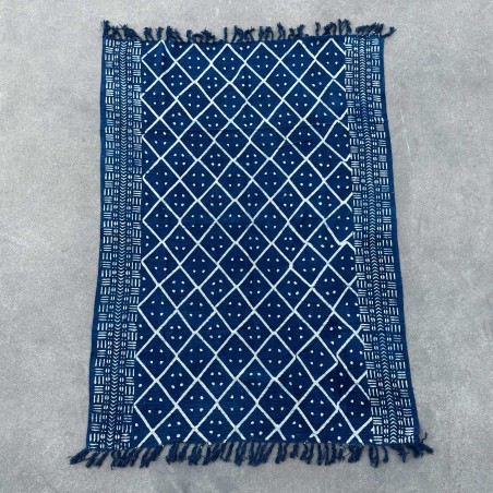 Manta Indigo Hecha a Mano - 170x120cm - Midnight Heerak - 100% Algodón
