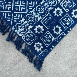 Manta Indigo Hecha a Mano - 170x120cm - Desi Stripes - 100% Algodón