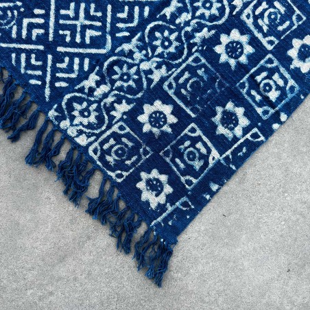 Manta Indigo Hecha a Mano - 170x120cm - Desi Stripes - 100% Algodón