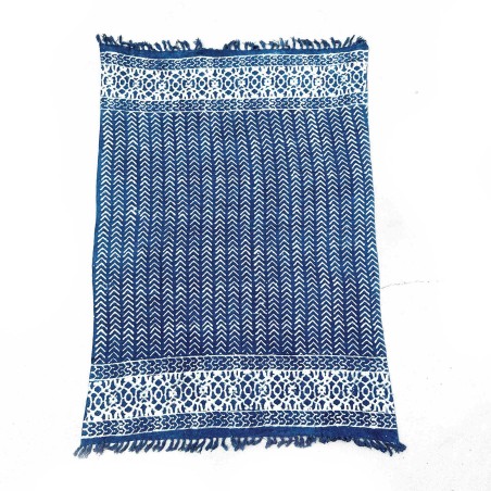 Manta Indigo Hecha a Mano- 170x120cm - Seedha Arrows - 100% Algodón