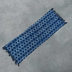 Alfombra Indigo Hecha a Mano - 170x60cm - Heerak Patern - 100% Algodón