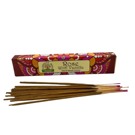 Incienso Namaste India Rosa y Vainilla - Tradicional de India Agarbathi - Masala Mandala Natural- Hecho a Mano