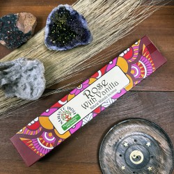 Incienso Namaste India Rosa y Vainilla - Tradicional de India Agarbathi - Masala Mandala Natural- Hecho a Mano