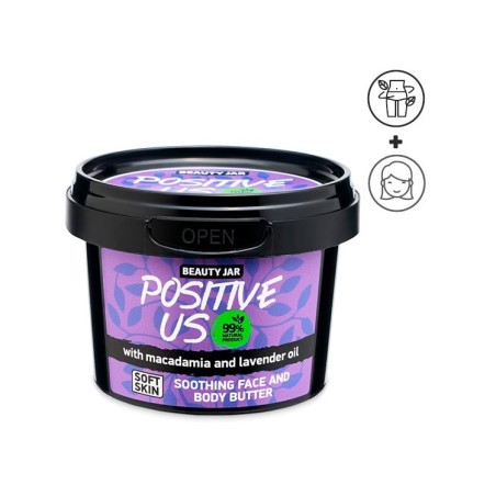 MANTECA CORPORAL Y FACIAL CALMANTE POSITIVE US - MACADAMIA Y LAVANDA - BEAUTY JAR - SIN SLS - SIN PARABENOS - NATURAL - 90gr