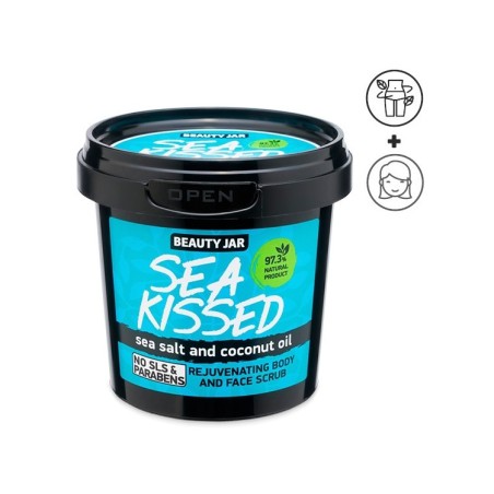 EXFOLIANTE CORPORAL Y FACIAL REJUVENECEDOR SEA KISSED - SAL Y CACAO - BEAUTY JAR - SIN SLS - SIN PARABENOS - NATURAL - 150gr