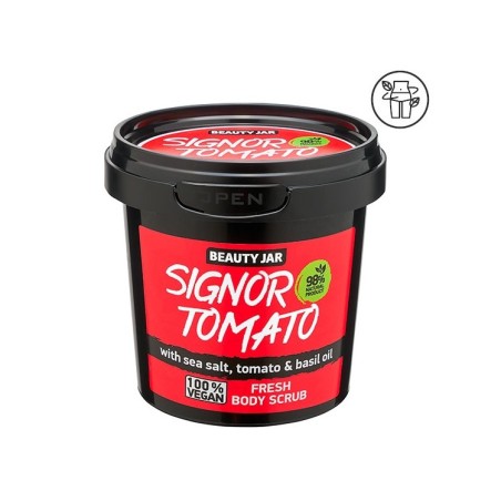 EXFOLIANTE CORPORAL REFRESCANTE SIGNOR TOMATO - SAL, TOMATE Y ALBAHACA - BEAUTY JAR - SIN SLS - SIN PARABENOS - NATURAL - 200gr