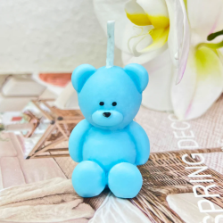 Handgemachte Sojawachskerze - Teddybär - Blau -...