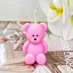 Handgemachte Sojawachskerze - Teddybär - Rosa -...