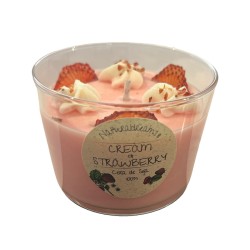 Vela de Cera de Soja Creme e Morango - Creme e...