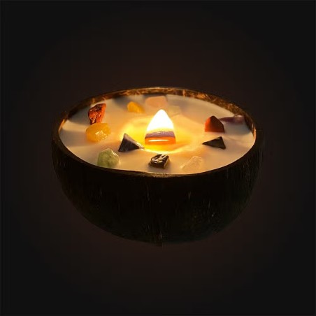 VELA CÁSCARA COCO - CHAKRA - VIE - HECHO A MANO EN REINO UNIDO - 200gr - 20 - 30 horas