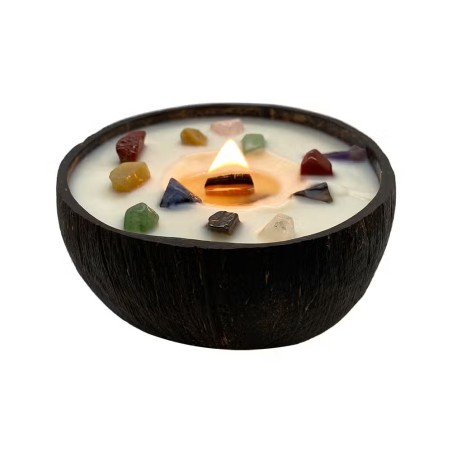 VELA CÁSCARA COCO - CHAKRA - VIE - HECHO A MANO EN REINO UNIDO - 200gr - 20 - 30 horas