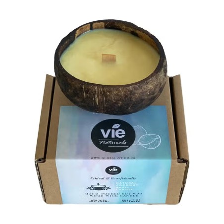 VELA CÁSCARA COCO - COCO - VIE - HECHO A MANO EN REINO UNIDO - 200gr - 20 - 30 horas
